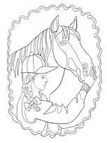 coloriage la cavaliere et son cheval